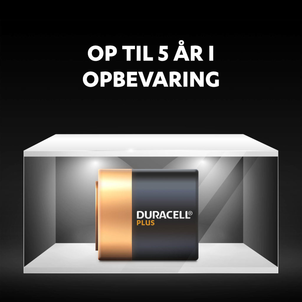 Ubrugt Duracell Alkaline Plus 4.5V batterier, der er friske og drevet i op til 5 år i omgivelsesopbevaring