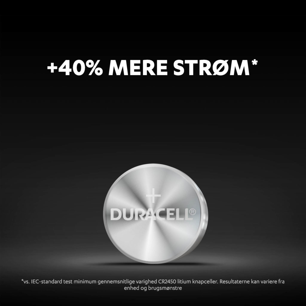 Duracell 2450 lithiummønt med 40% mere energi